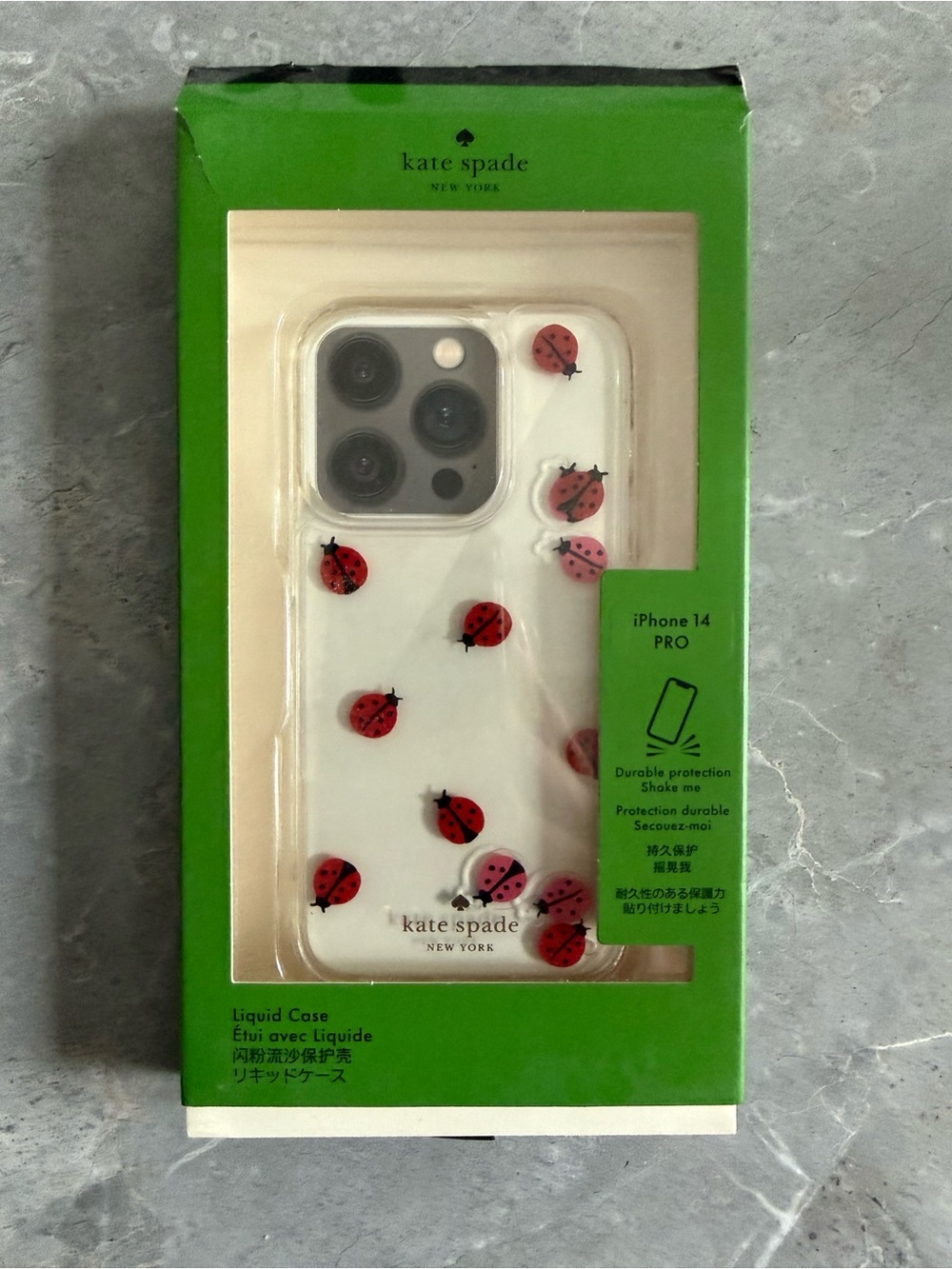 kate spade White iPhone 14 Pro Ladybug Liquid Case with Red Accents